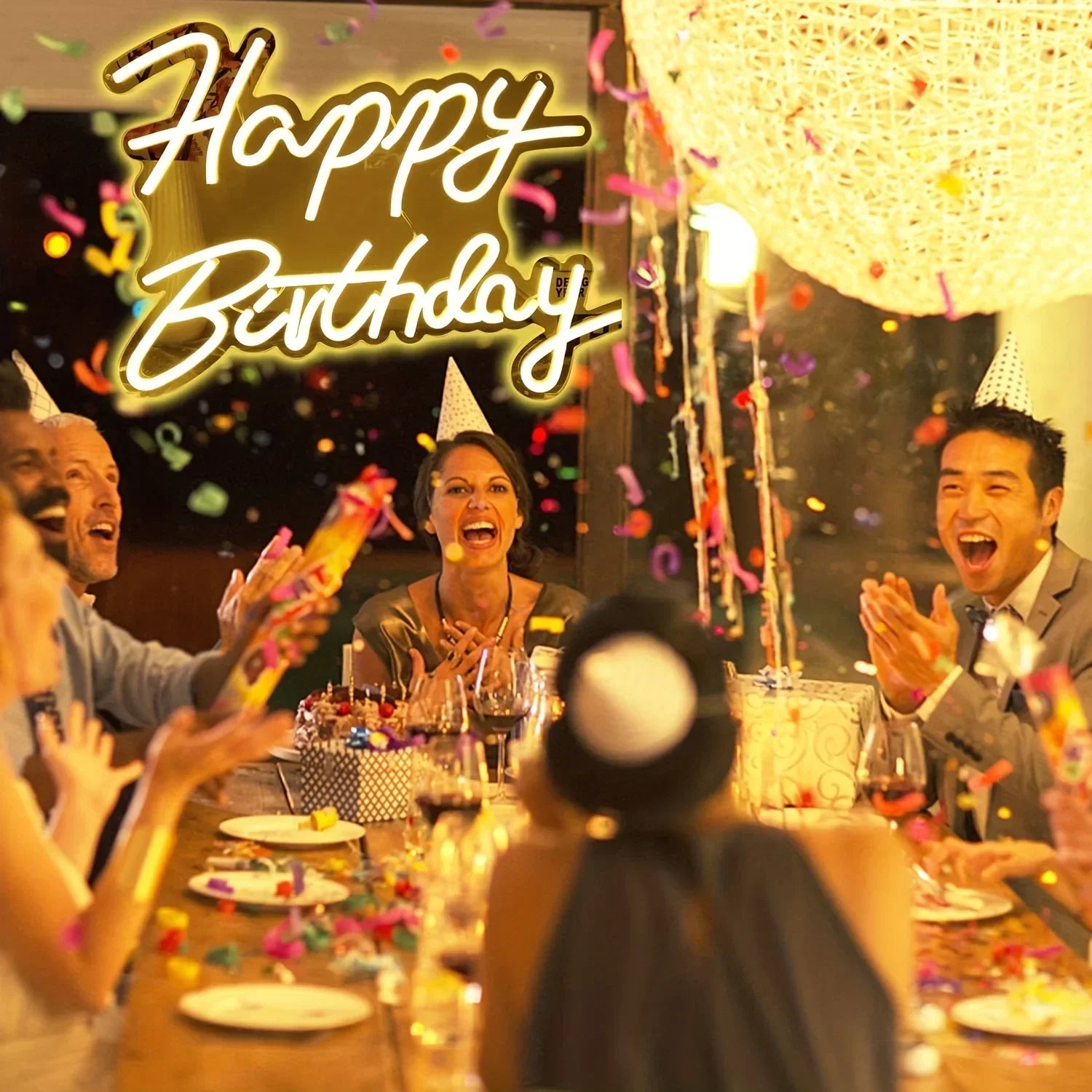 Happy Birthday Neon Sign – Dimmable LED Wall Decor Party Light