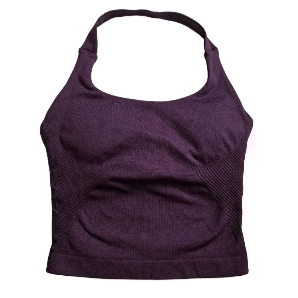 Women’s Strappy Gym Top – Padded Backless Yoga & Workout Tank