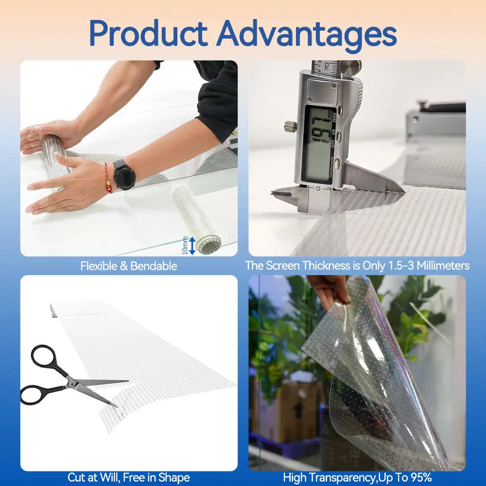 Film Transparent LED Screen Display P10/P8/P6/P4 Flexible Adhesive Crystal Film Glass for Shopping Mall Advertising