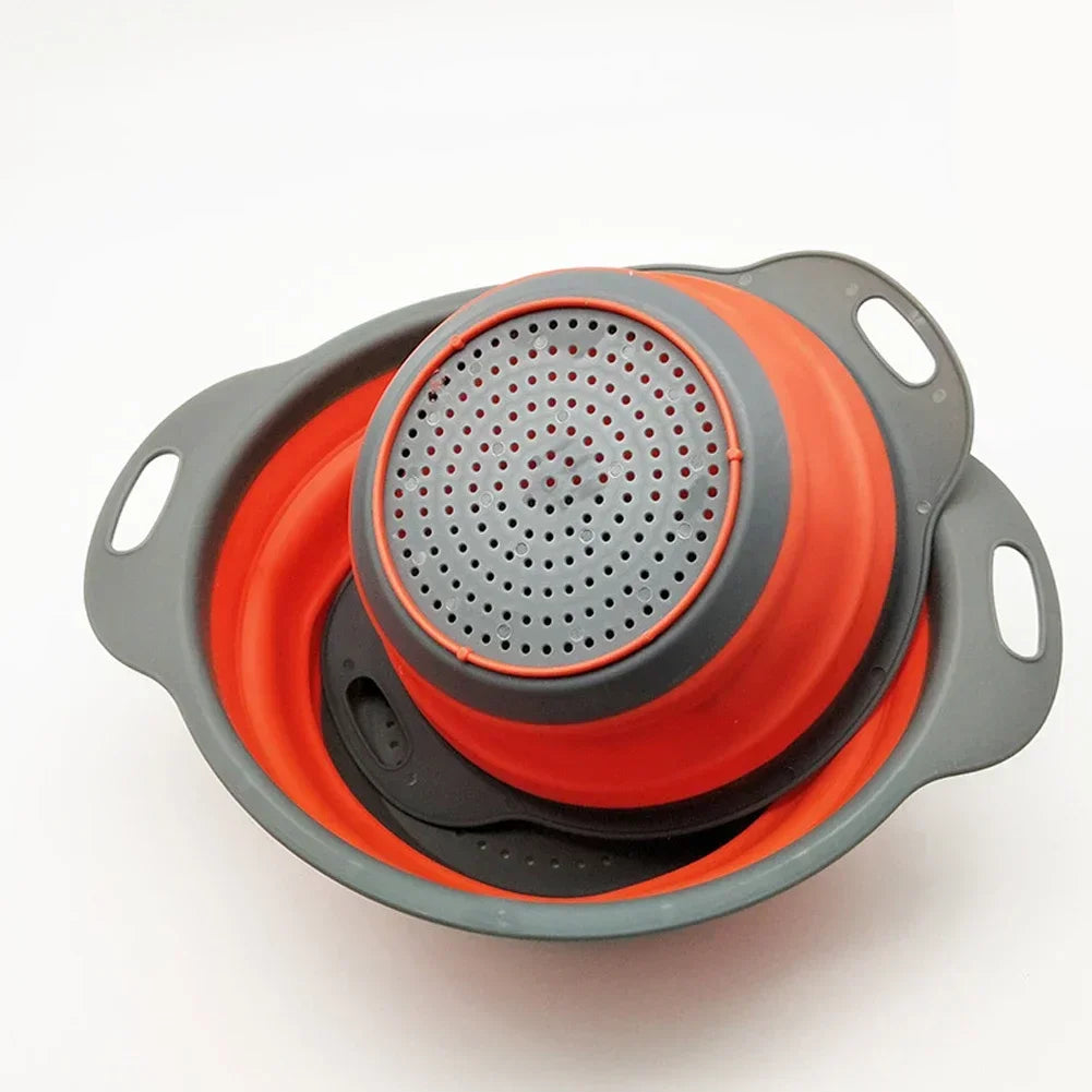 Collapsible Silicone Colander – Foldable Fruit & Vegetable Drain Basket