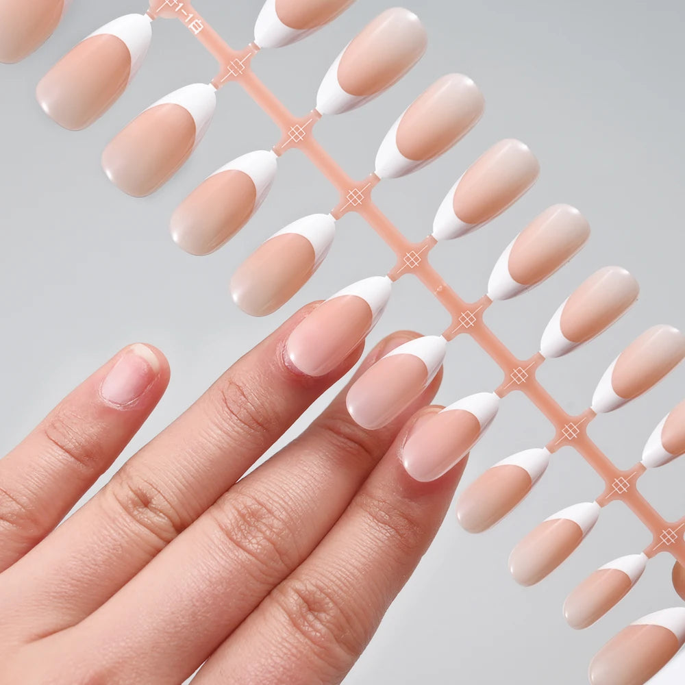 Matte White Press-On Nail Tips – Medium Almond