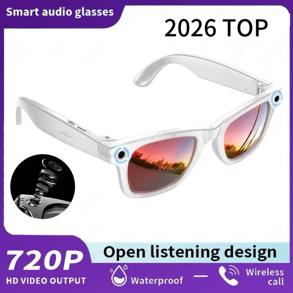2026 AI Smart Glasses with 8MP Camera Video Recording 100+ Languages Translation Sunglasses Bluetooth Call Music Play Men Women