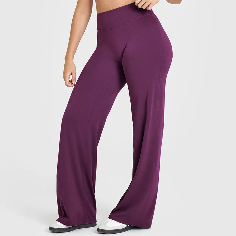 VEQKING Quick Dry Women Yoga Pants Straight-leg Sports Pants Soft Active Trousers Elastic Waist Gym Pilates Pants Winter Outfits