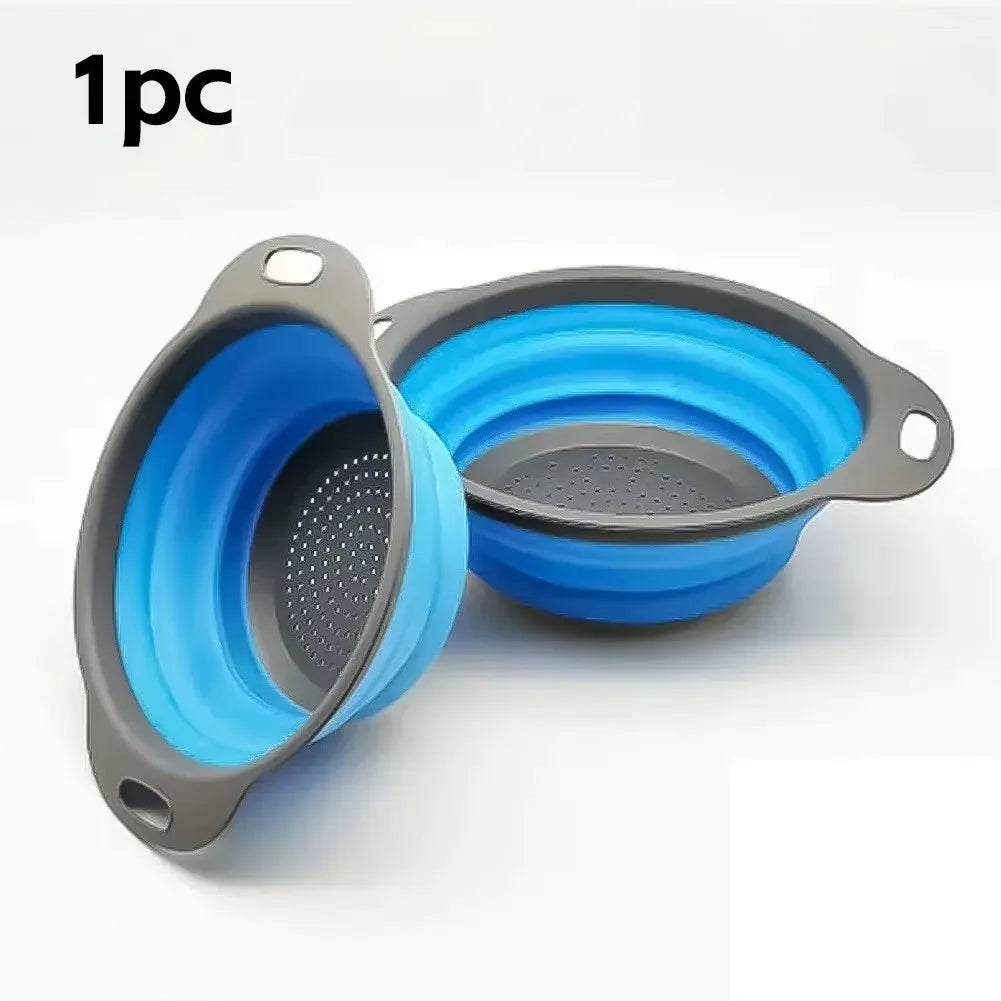 Collapsible Silicone Colander – Foldable Fruit & Vegetable Drain Basket