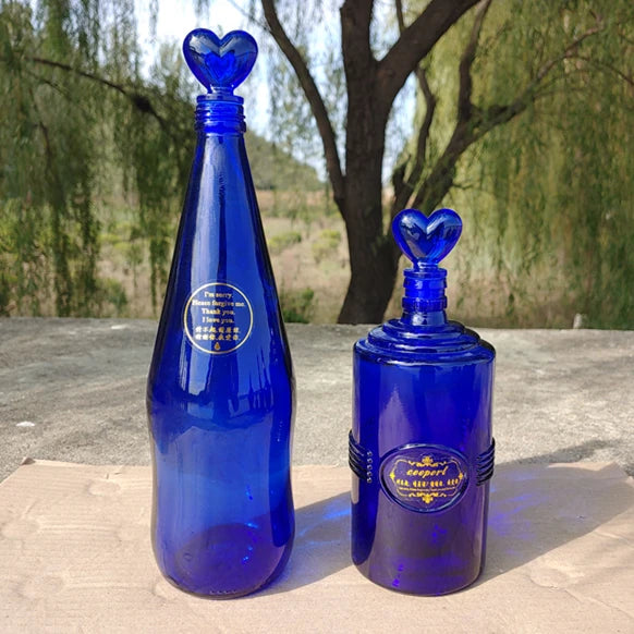 Blue Glass Water Bottle Cleaning Tool Ceeport Zero Limit Awakening Mind Pure Blue Glass Bottle Retro European Style Sealed Jar