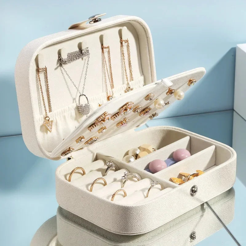 Portable Jewelry Box – Leather Travel Jewelry Organizer Case