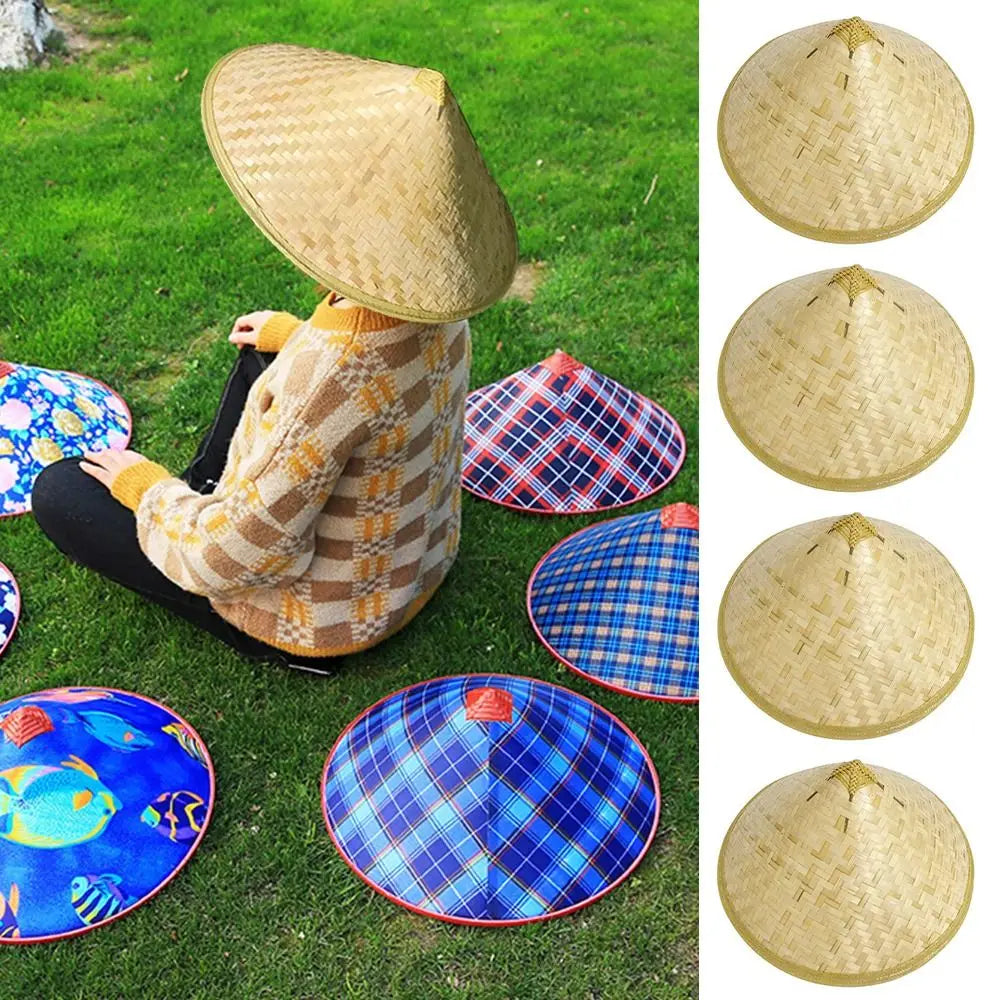 Bamboo Hat Bamboo Woven Hat Dance Props Light Board Bamboo Woven Labor Protection Hat Rainproof Hat Tourist Hat