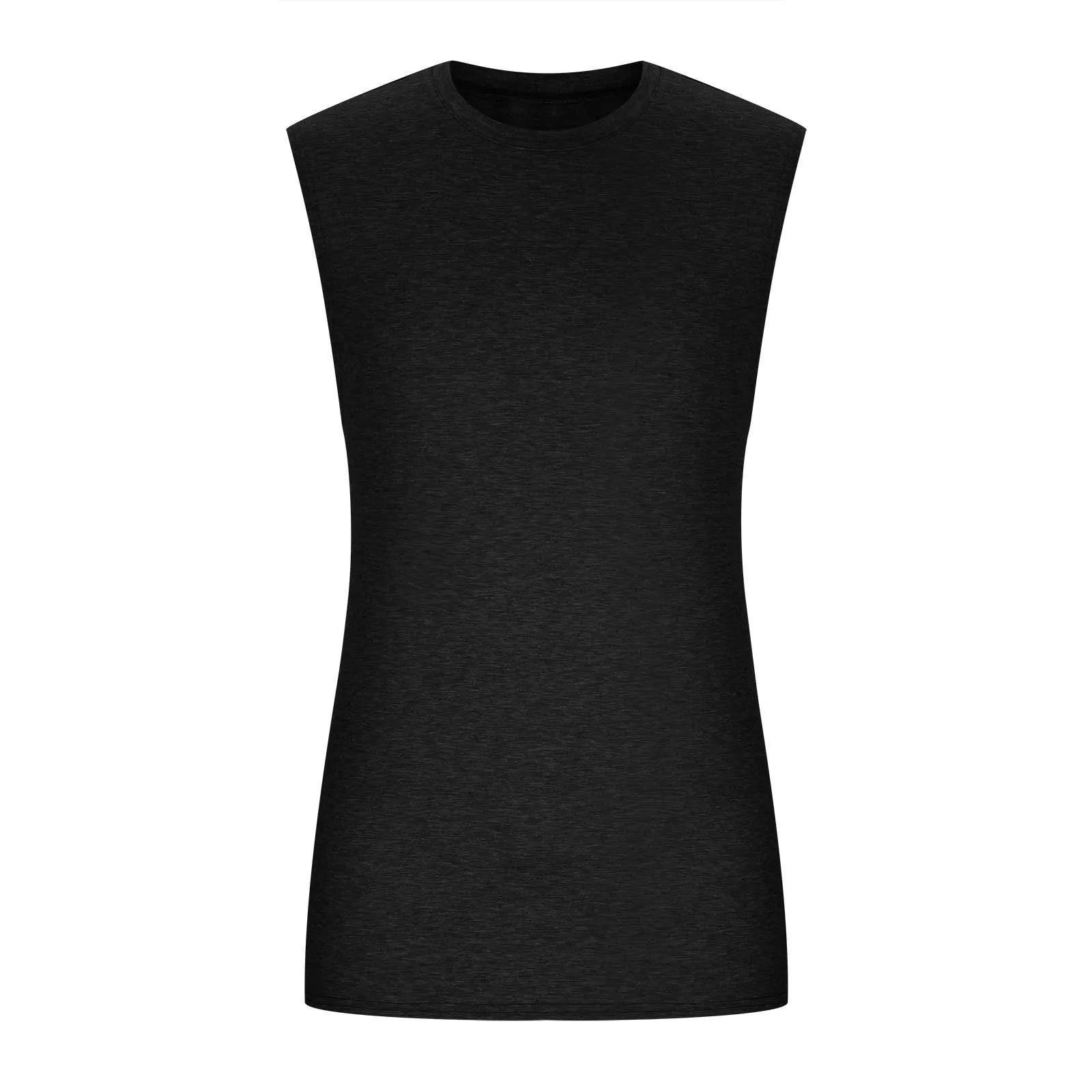 2025 Men'S Muscle Fitness Shirt Sports T-Shirt Gym Training Shirt Summer Casual Vest Tree Print Sleeveless Round Neck