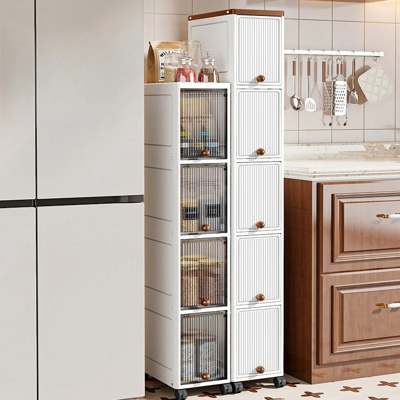 20cm Slim Rolling Storage Cabinet 2–6 Tier Space-Saving Organizer Heavy Duty Rack for Kitchen Bathroom Living Room