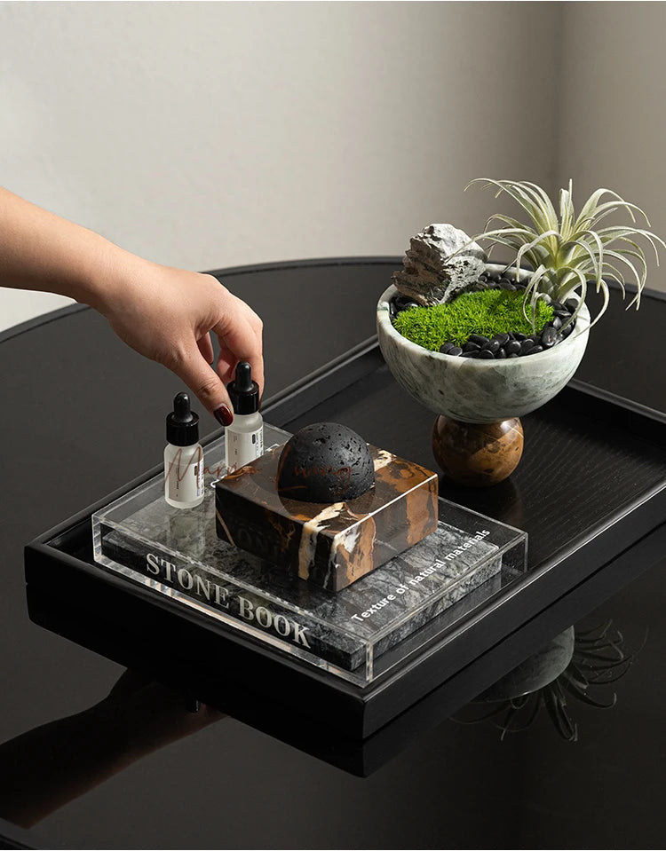 Black Lava Rock Stone Diffuser with Marble Base, Luxury Essential Oil Diffusers for Home Offices Yoga Sauna SPA