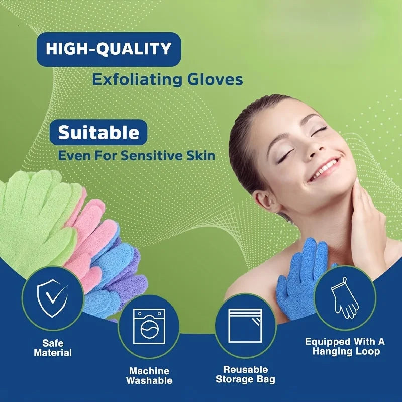 1-10pcs Colorful Exfoliating Gloves – Double-Sided Bath Gloves for Spa & Massage