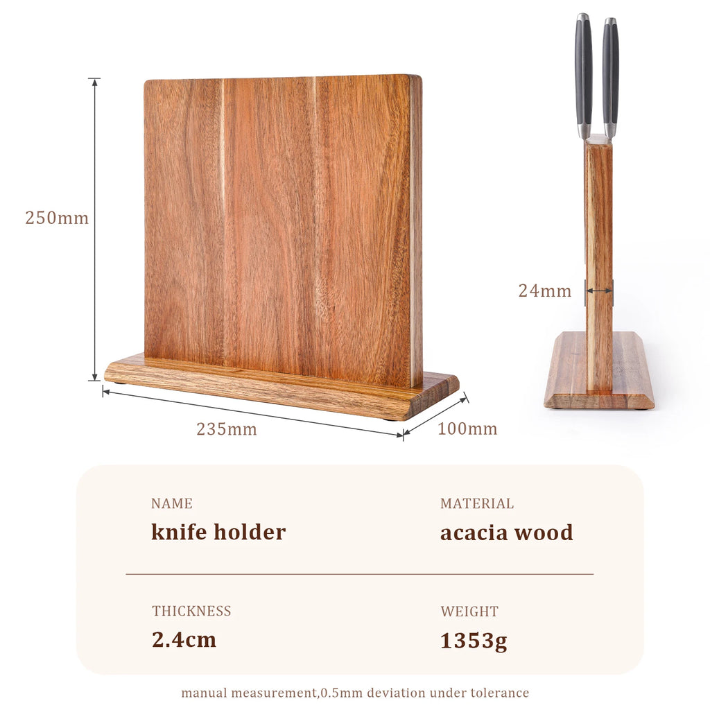 Acacia Wood Magnetic Knife Block Holder Strong Magnet Kitchen Knife Stand Rack Wooden Knife Storage