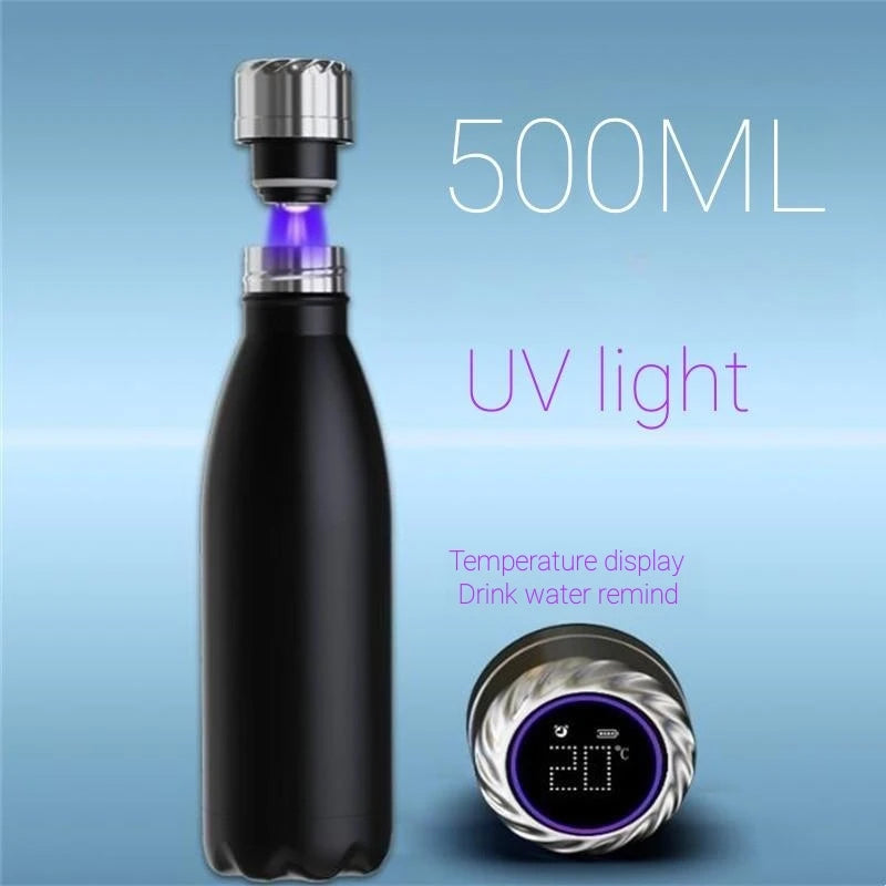 Smart UV Water Bottle – Self Cleaning Digital Thermos with Reminder