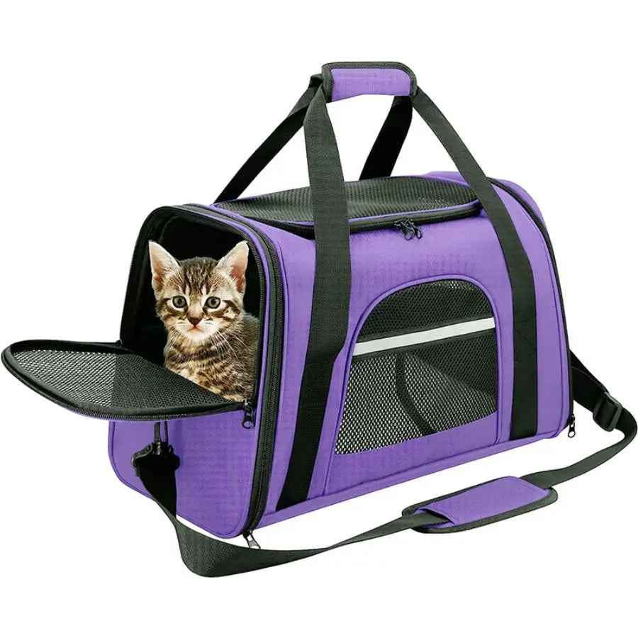Airline Approved Pet Carrier Bag Soft Cat & Dog Travel Carrier with Mat Portable Pet Travel Bag for Pets up to 20LBS