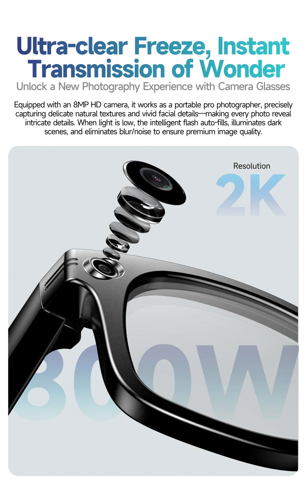 2026 AI Smart Glasses with 8MP Camera Video Recording 100+ Languages Translation Sunglasses Bluetooth Call Music Play Men Women