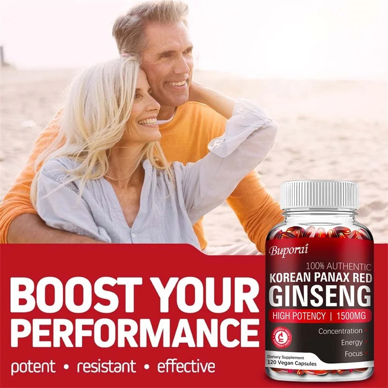 Korean Red Panax Ginseng Capsules for Energy Focus and Vitality Support