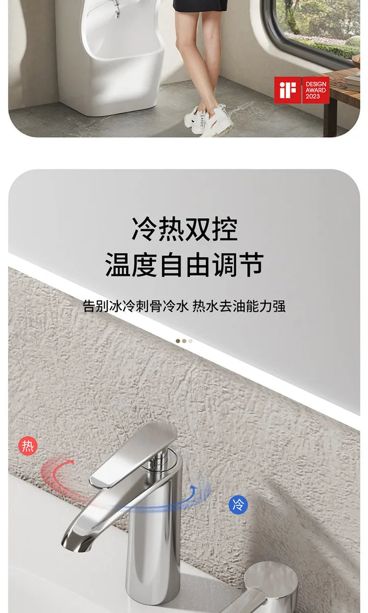 Ceramic Column Washbasin with Integrated Mop Pool and Double Balconies