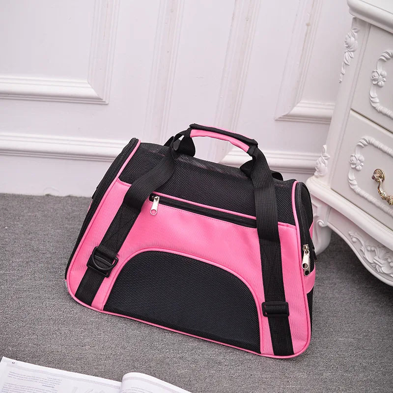Foldable Breathable Mesh Pet Carrier Bag 4-Sided Ventilation Cat & Dog Travel Shoulder Crossbody Backpack
