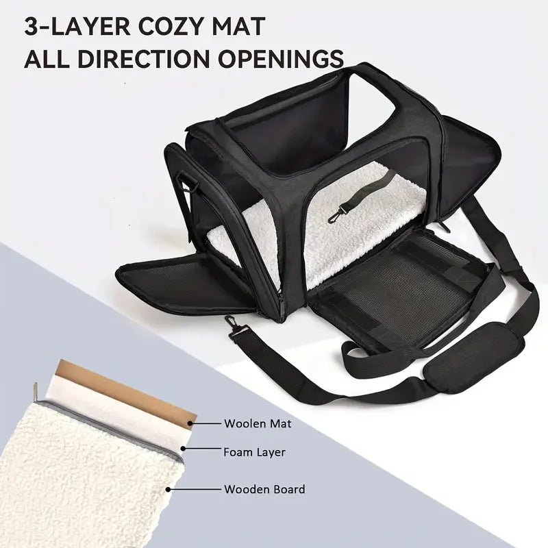 Airline Approved Pet Carrier Backpack Side Ventilated Cat & Dog Travel Bag for Small Pets