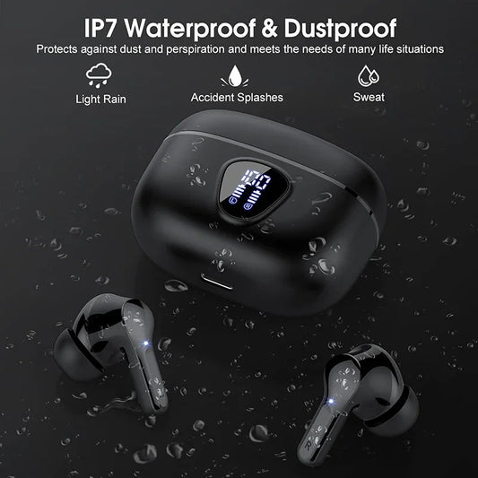 Wireless Bluetooth 5.3 Earbuds – Noise Cancelling, LED Display, 48H Playtime, Waterproof