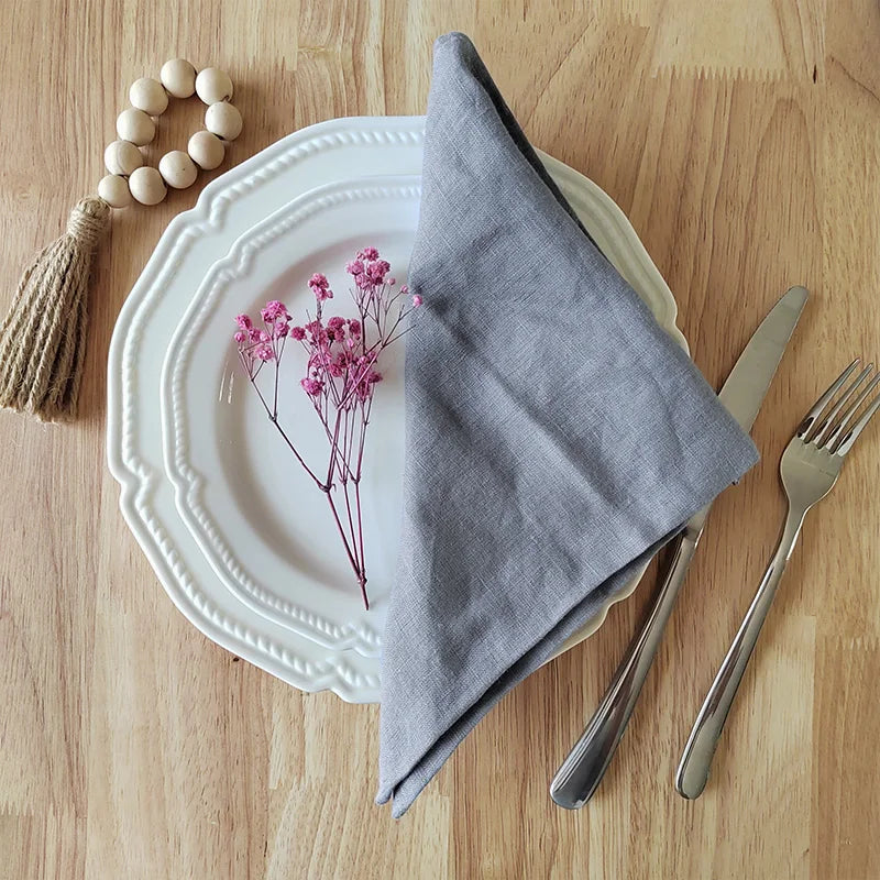 4PCS Linen Napkins – Reusable Soft Fabric Table Cloth Set