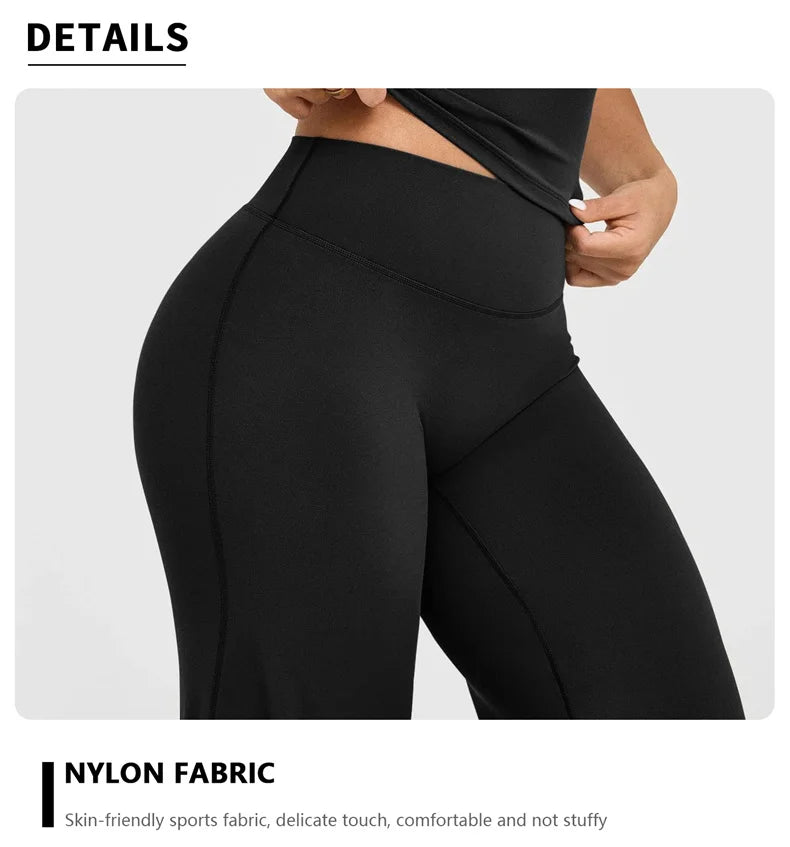 High-Waisted Wide-Leg Yoga Leggings for Women – Stretch Gym & Workout Pants