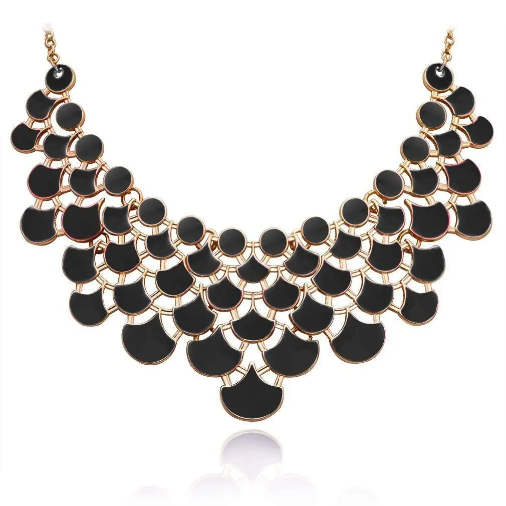 Vintage Openwork Bib Statement Necklace with Collar Design for Women
