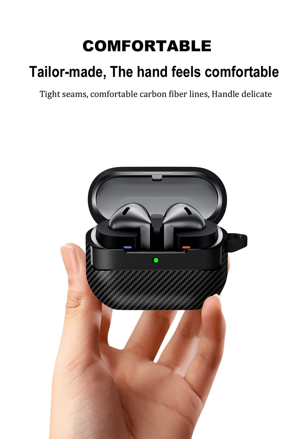 Carbon Fiber Protective Case for Samsung Galaxy Buds3 / Buds 3 Pro with Keyring