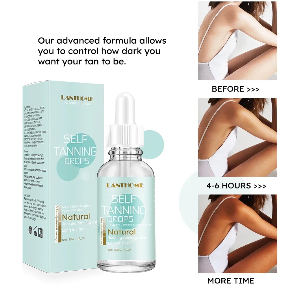 30ml Self-Tanning Drops for Body & Face – Sunless Lotion for Natural, Gradual Tan