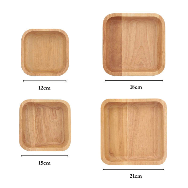 Square Wooden Bowl Fruit Salad Snack Dessert Serving Bowl Solid Wood Tableware