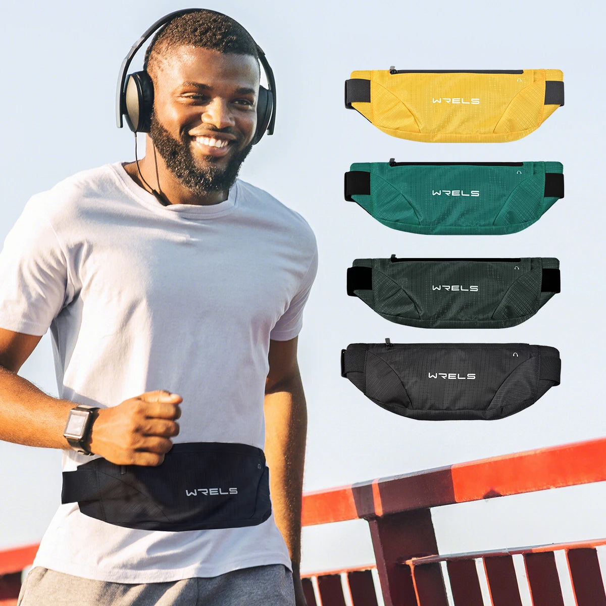 WRELS Waist Bag Running Bag Outdoor Sport Waterproof Sports Fanny Pack Mobile Phone Case Gym Jogging Portable Run Pouch Belt Bag