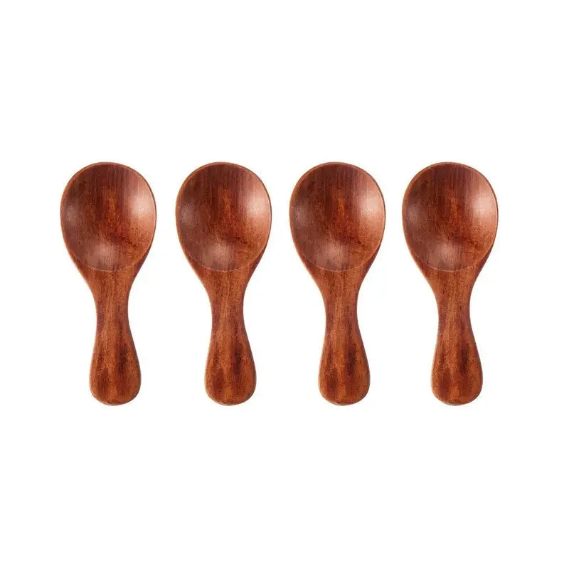 4PCS Mini Wooden Spice Spoons – Small Sugar Tea Coffee Scoop Set