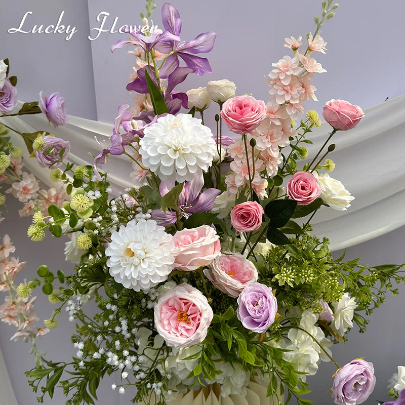 Artificial Hanging Flowers & Floral Backdrop for Outdoor Weddings and Events