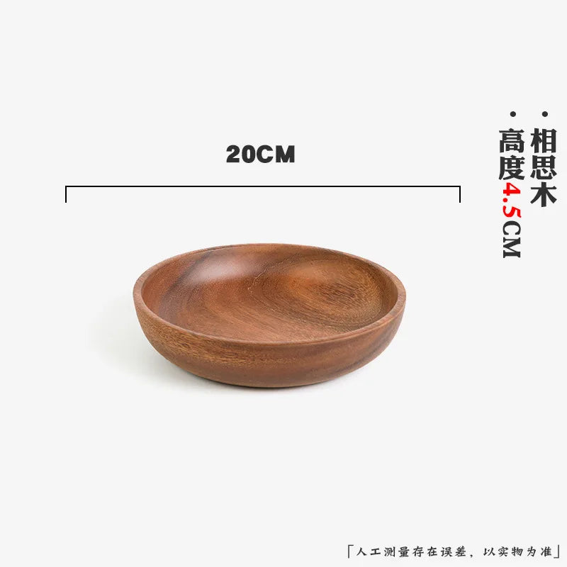 Extra Large Solid Wood Bowl & Tray Set Round Wooden Salad Bowl Ramen Mixing Bowl Natural Wood Tableware