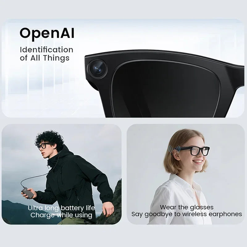 2026 Al Smart Glasses 4K HD Video 800MP Camera WiFi Transfer  Chat GPT VoiceAssistant BT Call with  Charging Case