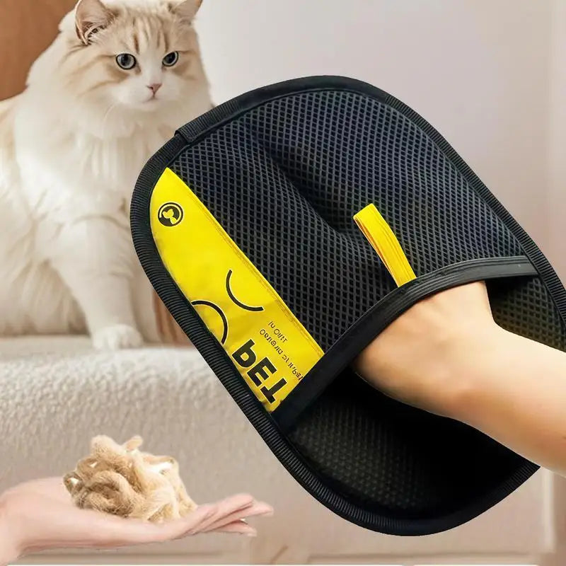 2-in-1 Pet Hair Removal Mitts for Cats & Dogs – Reusable Electrostatic Grooming Glove with Lint Roller