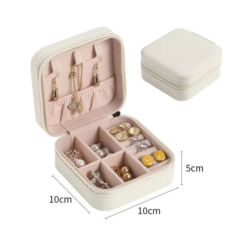 Portable Jewelry Box – Leather Travel Jewelry Organizer Case