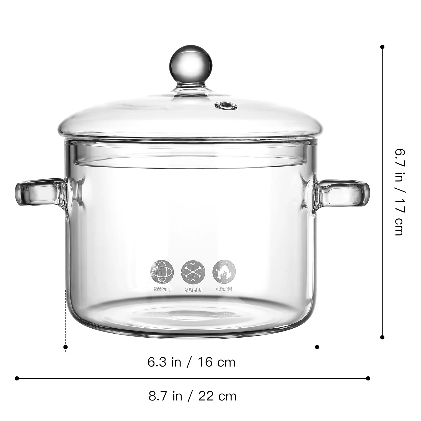 Stew Pot Glass with Lid Heat Resistant Transparent Borosilicate Cookware Pots for Cooking Soup