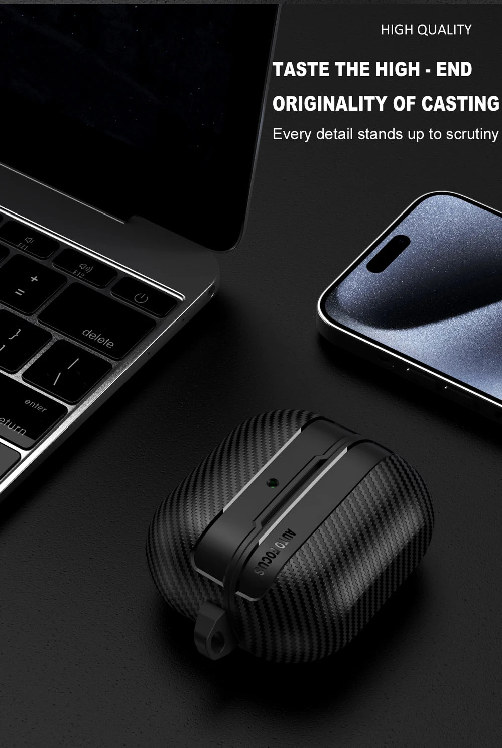 Carbon Fiber Protective Case for Samsung Galaxy Buds3 / Buds 3 Pro with Keyring