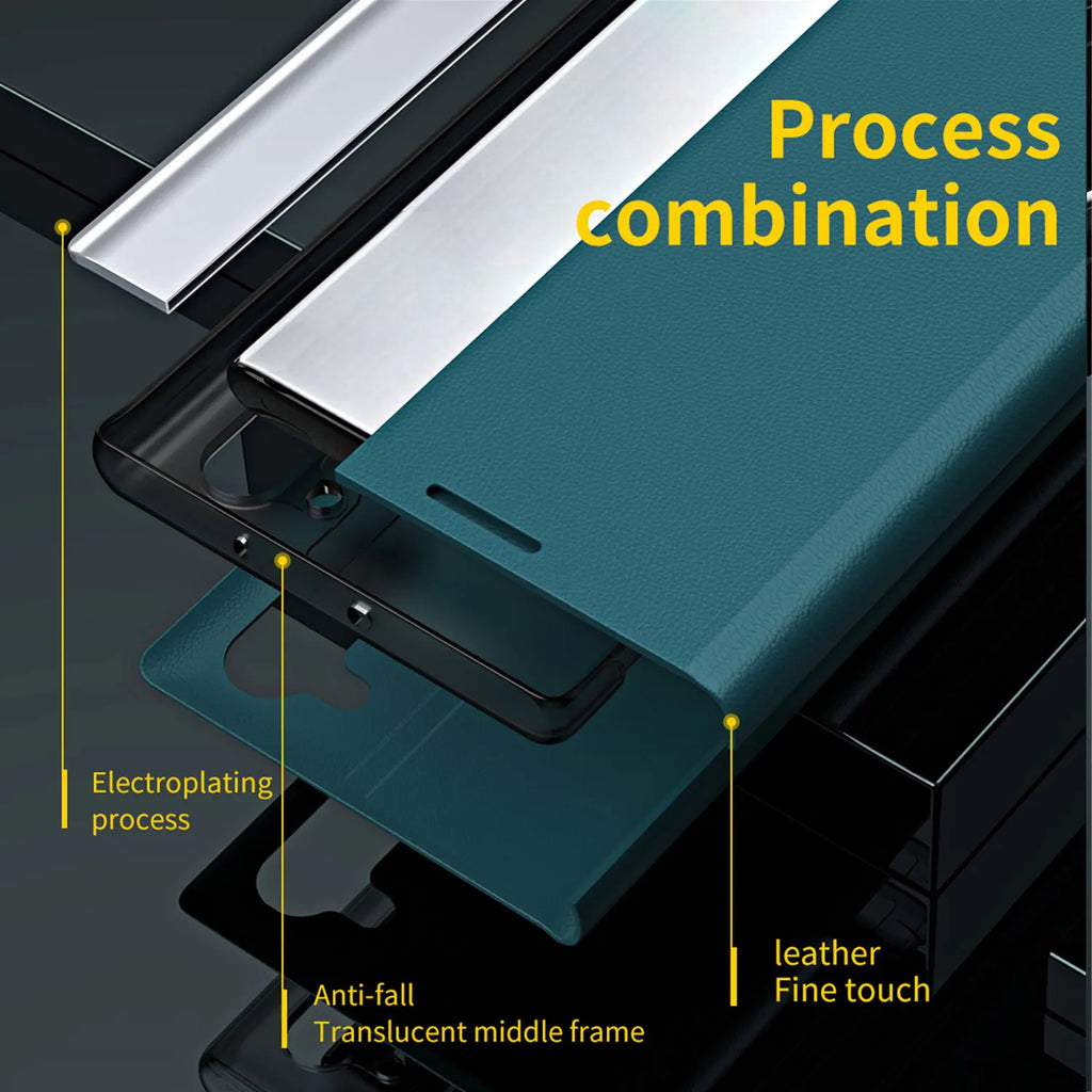 Luxury Shockproof Leather Flip Case for iPhone 17, 16, 15, 14, 13 & 12 Series