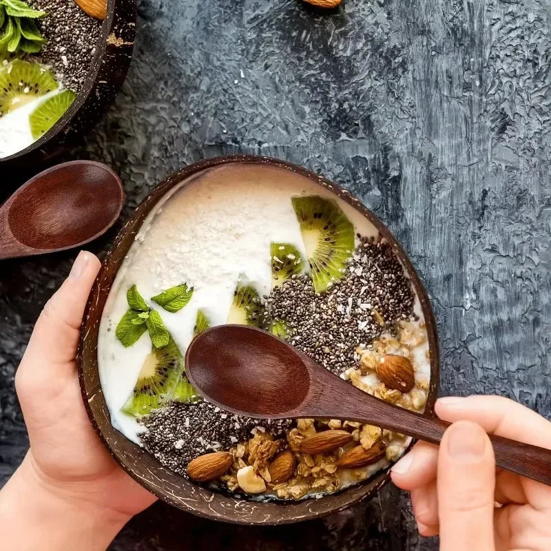 Coconut Bowl Set – Natural Wooden Reusable Serving Bowls