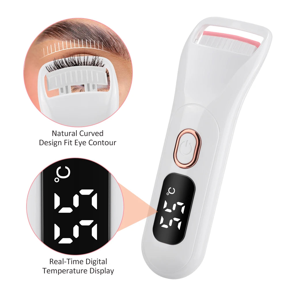 Electric Heated Eyelash Curler – Rechargeable Digital Lash Curler