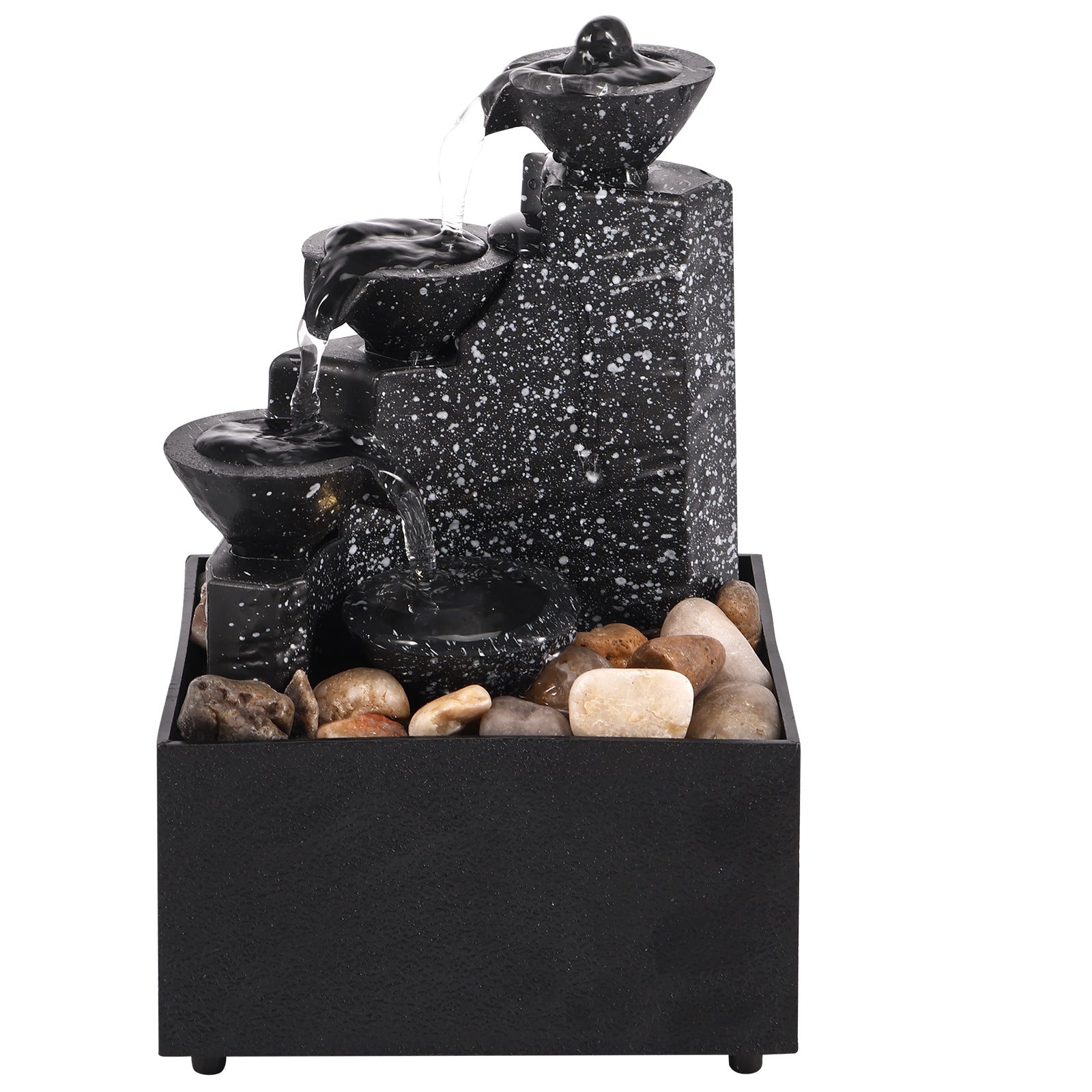 Tabletop Waterfall Water Fountain with LED Lights – Desktop Zen Decor for Home & Office