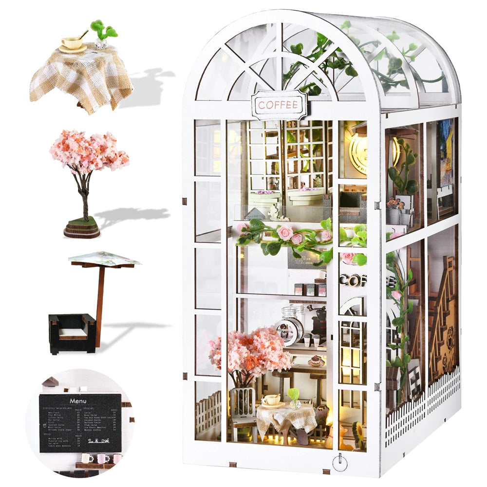 DIY Book Nook Kit – Sunshine Coffee Shop 3D Wooden Puzzle Decor