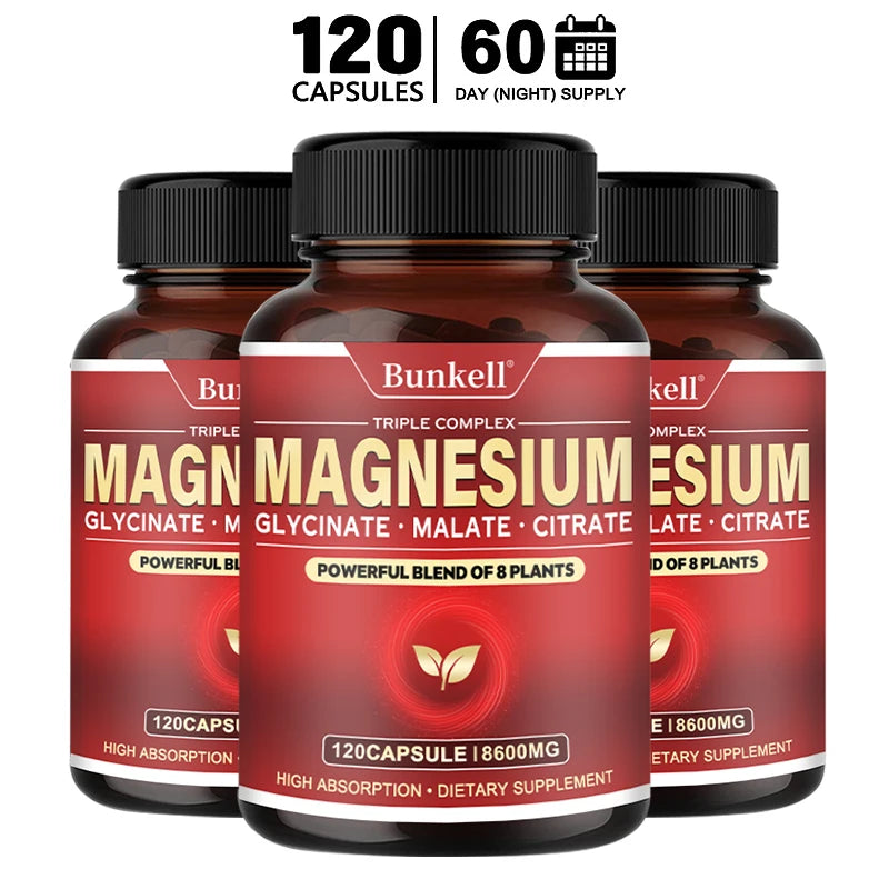 Triple High-efficiency Elemental Magnesium Complex - Glycine, Malic Acid and Magnesium Citrate, Muscle Relaxation, Immunity