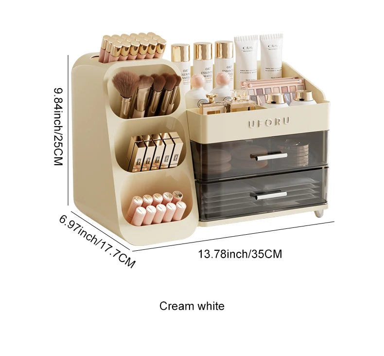 Uforu Back to School Cosmetics Storage Box - Large Capacity, Multifunctional Organizer for Student Dorm Room Tables