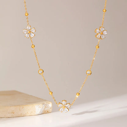 316L Stainless Steel White Zirconia Jewelry Set – Necklace, Bracelet & Earrings for Women