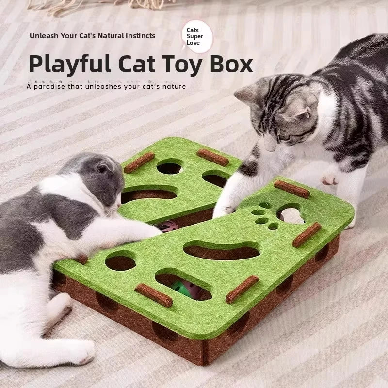 Cat Puzzle Toy Box – Interactive Felt Exercise Toy with Ball