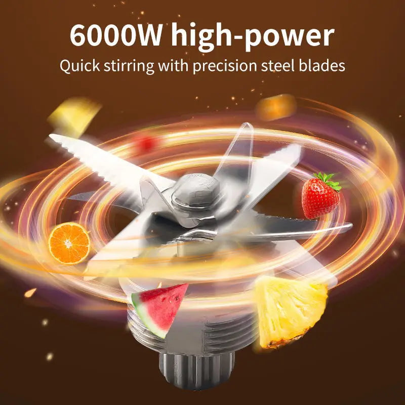 6000W High Power Commercial Blender Heavy Duty Smoothie Ice Crusher Food Processor BPA Free Kitchen Blender