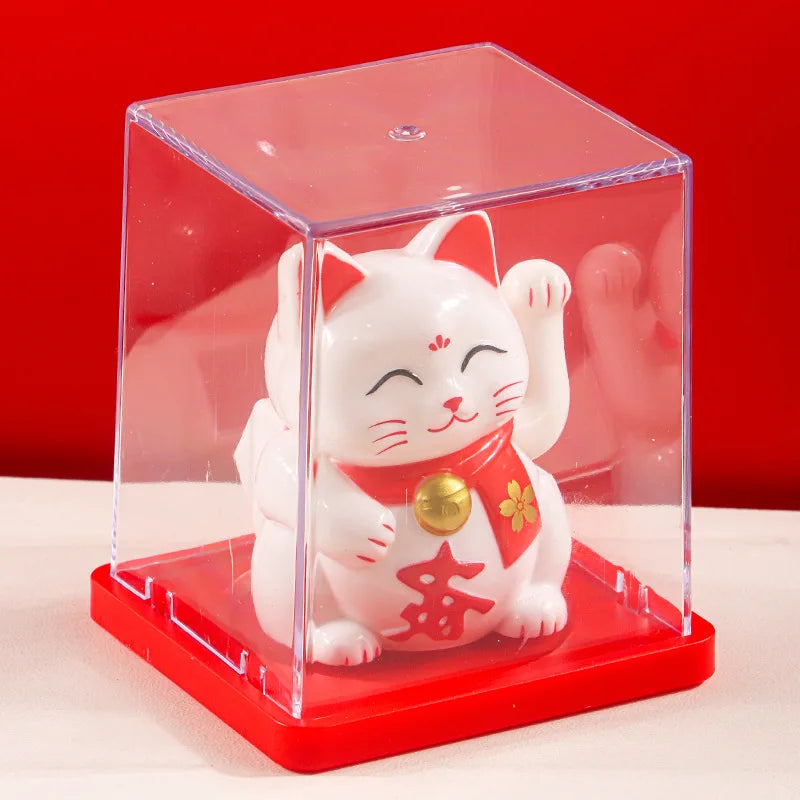 Solar Powered Maneki Neko Lucky Cat – Waving Fortune Cat Decor